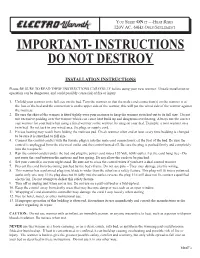 Instructions Do Not Destroy