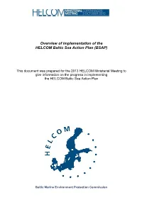 Overview of Implementation of the HELCOM Baltic Sea Action Plan (BSAP)