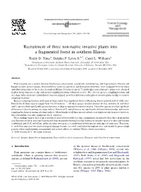 Recruitment of Three Non-Native Invasive Plants Into a Fragmented Forest in Southern Illinois Emily D