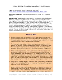 Reflect & Write: Embedded Journalism – David Leeson