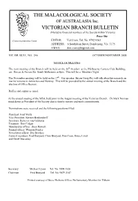 BULLETIN (Mailed to Financial Members of the Society Within Victoria) Price 50¢ Conus Marmoreus EDITOR: Linne EDITOR Val Cram