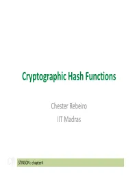 Cryptographic Hash Functions