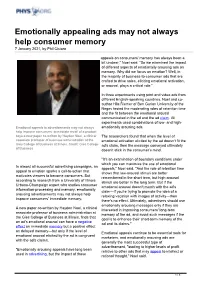 Emotionally Appealing Ads May Not Always Help Consumer Memory 7 January 2021, by Phil Ciciora