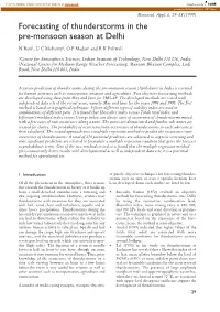 Forecasting of Thunderstorms in the Pre-Monsoon Season at Delhi