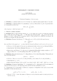 PROBABILITY 3 REVISION NOTES 1. Random Variables; Convolutions