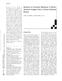 Research on Consumer Behaviour in Online Auctions: Insights from A