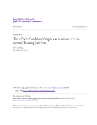 The Effect of Auditory Fatigue on Reaction Time in Normal Hearing Listeners Beth I