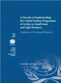 A Decade of Implementing the United Nations Programme of Action on Small Arms and Light Weapons