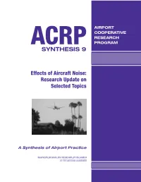 ACRP Synthesis 9 – Effects of Aircraft Noise