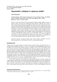 Asymmetric Catalysis in Aqueous Media*