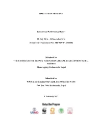 HARIYO BAN PROGRAM Semiannual Performance Report 15 July 2016