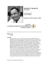 Interview with Robert P. Sharp