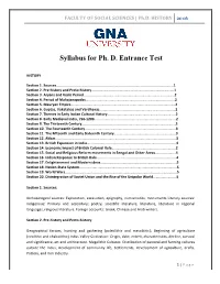 Phd Syllabus History