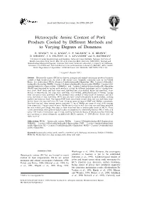 Heterocyclic Amine Content of Pork Products Cooked by Different