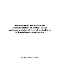 Identification and Functional Characterization of Proteases and Protease Inhibitors Involved in Virulence of Fungal Tomato Pathogens