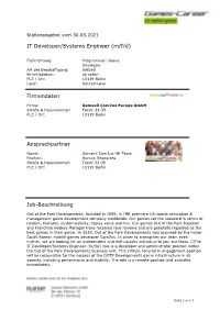 IT Developer/Systems Engineer (M/F/D)