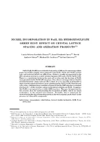 NICKEL INCORPORATION in Fe(II, III) HYDROXYSULFATE GREEN RUST: EFFECT on CRYSTAL LATTICE SPACING and OXIDATION PRODUCTS(1)