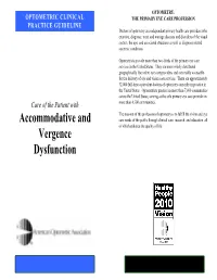 Accommodative and Vergence Dysfunction