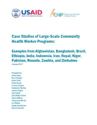 Case Studies of Large-Scale Community Health Worker Programs