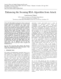 Enhancing the Securing RSA Algorithm from Attack