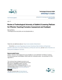 Review of Technological University of Dublin's E-Learning Platform for Effective Teaching Fromative Assessment and Feedback