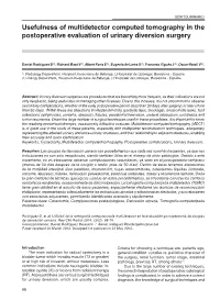 Usefulness of Multidetector Computed Tomography in the Postoperative Evaluation of Urinary Diversion Surgery