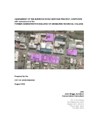 ASSESSMENT of the BURWOOD ROAD HERITAGE PRECINCT, HAWTHORN with Assessment of the FORMER ADMINISTRATION BUILDING of SWINBURNE TECHNICAL COLLEGE