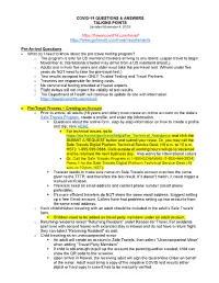 Covid-19 Questions & Answers Talking Points
