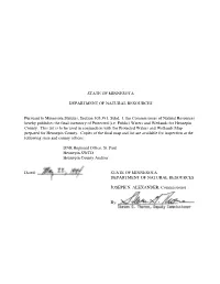 State of Minnesota Department of Natural Resources