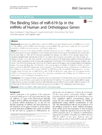 The Binding Sites of Mir-619-5P in the Mrnas Of