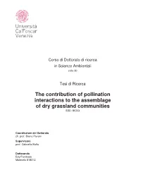 The Contribution of Pollination Interactions to the Assemblage of Dry Grassland Communities SSD: BIO03