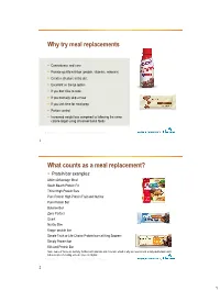 Why Try Meal Replacements What Counts As a Meal Replacement?