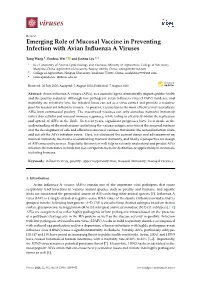 Emerging Role of Mucosal Vaccine in Preventing Infection with Avian Influenza a Viruses