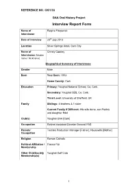 GAA Oral History Project Interview Report Form