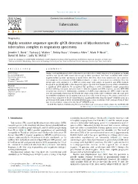 Highly Sensitive Sequence Specific Qpcr Detection of Mycobacterium