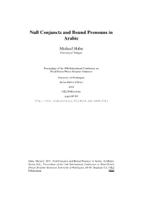 Null Conjuncts and Bound Pronouns in Arabic