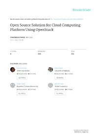 Open Source Solution for Cloud Computing Platform Using Openstack