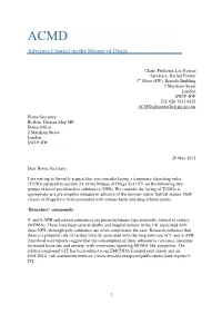 Temporary Class Drug Order Report: 5-6APB and Nbome Compounds