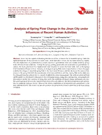 Analysis of Spring Flow Change in the Jinan City Under Influences Of