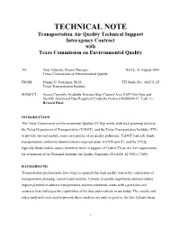 Assess Currently Available Houston Ship Channel Area VMT Mix Data and Identify Additional Data Required (Umbrella Contract 60200-04-17: Task 1) - Revised Final