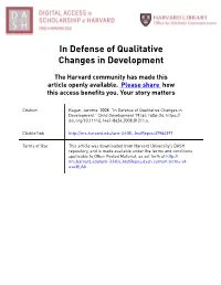 In Defense of Qualitative Changes in Development