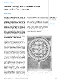 Medieval Uroscopy and Its Representation on Misericords – Part 1: Uroscopy