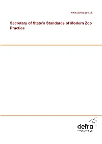 Secretary of State's Standards of Modern Zoo Practice (Made Under Section 9 of the Zoo Licensing Act 1981)