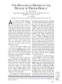 The Geological Origins of the Oracle at Delphi, Greece1 J.Z