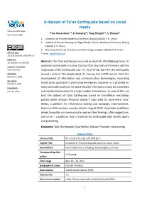 A Dataset of Ya'an Earthquake Based on Social Media