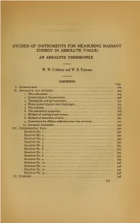 Studies of Instruments for Measuring Radiant Energy in Absolute Value: an Absolute Thermopile