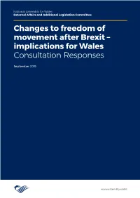 Changes to Freedom of Movement After Brexit – Implications for Wales Consultation Responses