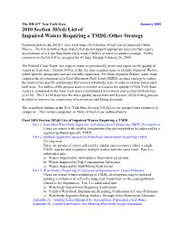 DRAFT 2010 NYS Section 303(D) List of Impaired/TMDL Waters