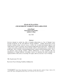 Fear of Floating and Domestic Liability Dollarization