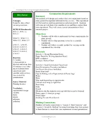 Germination Requirements Summary Objectives Materials Making
